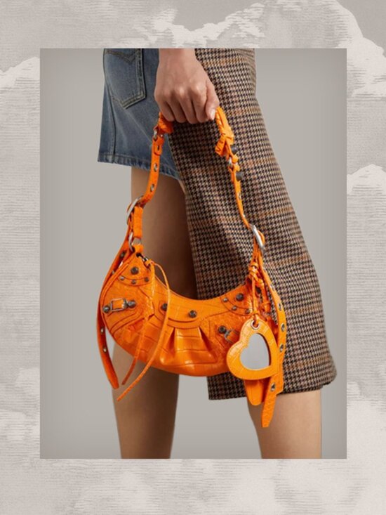 Balenciaga Handbags - BALENCIAGA Le Cagole xs Orange Croc 2-way city giant hardware pop moto